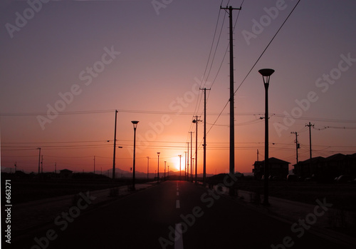 sunset on the road