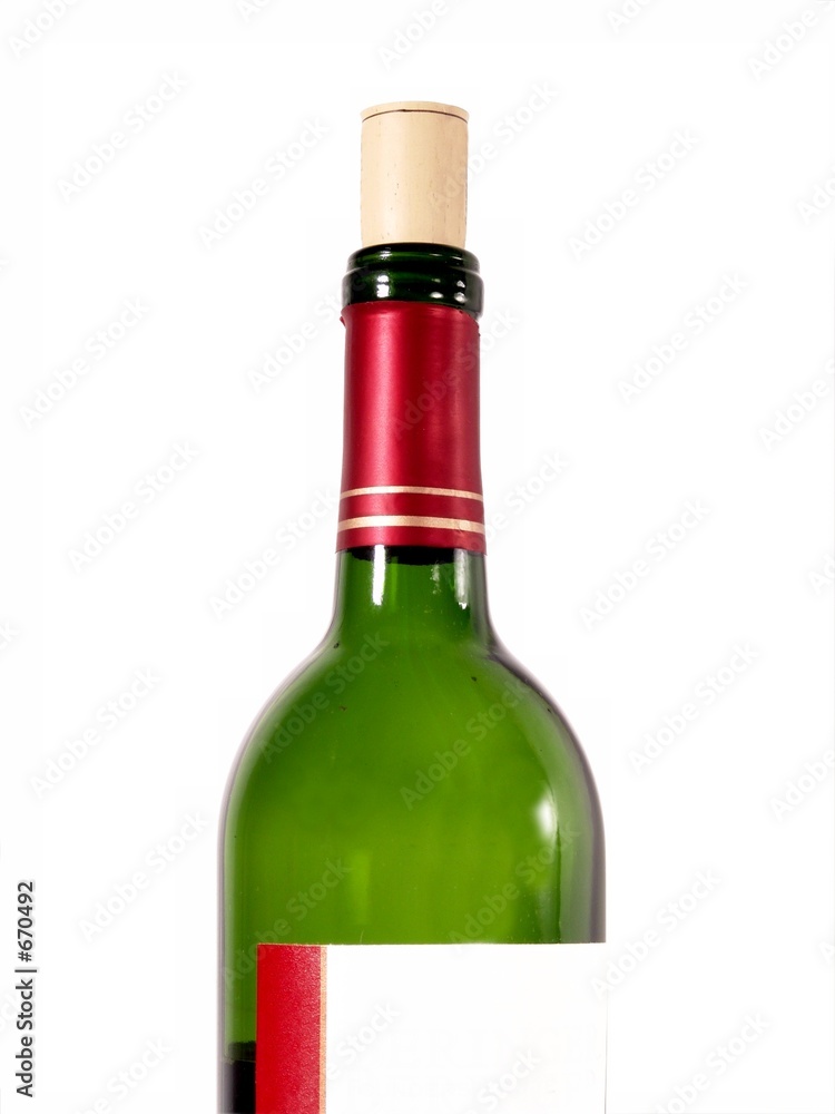 Red wine in bottle with blank label (isolated in white background) Red wine in bottle with blank label (isolated in white background)