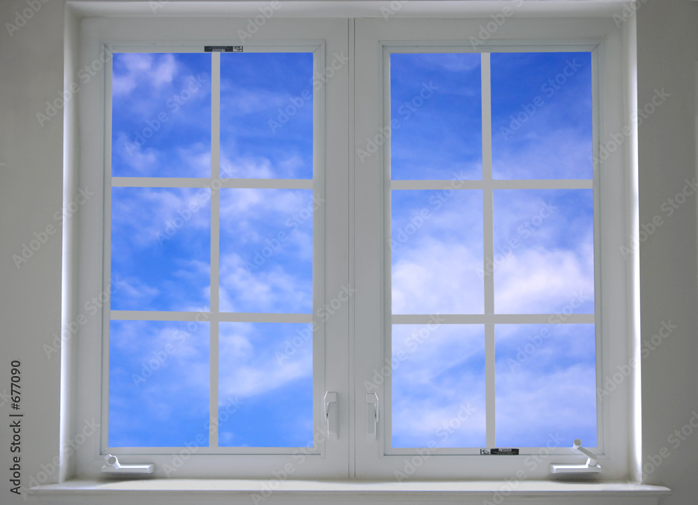 Fototapeta window with blue sky