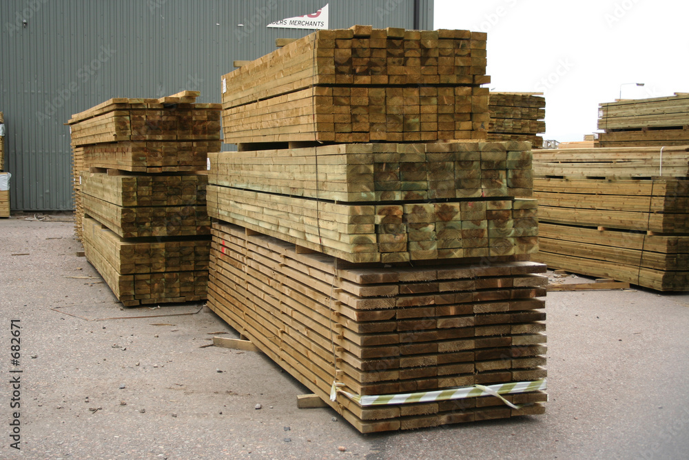 Wall Mural stacks of sawn wood