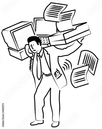 man carrying office equipment