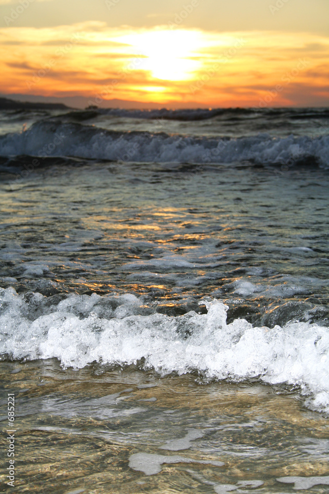 mar y puesta del sol