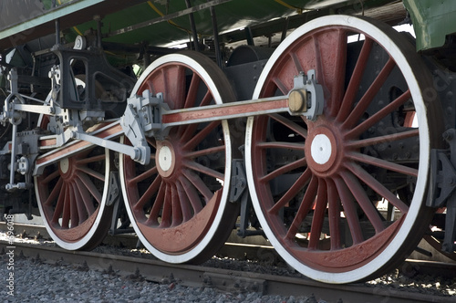 wheels of vintage steam train