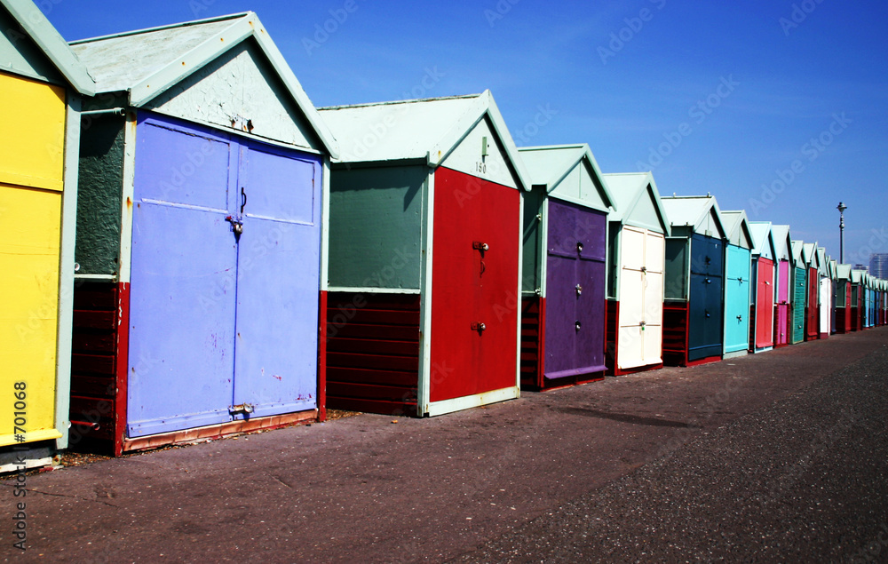 coloured beach huts