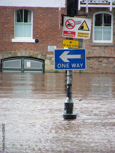 flooded warning signs photo