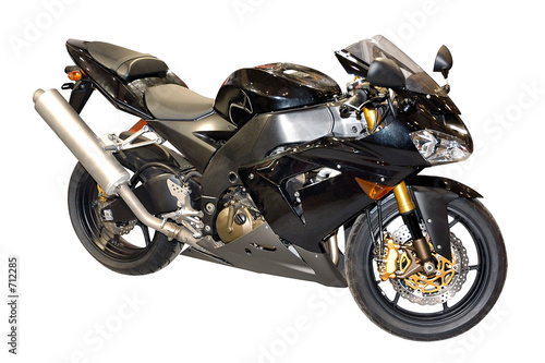 black racing motorcycle isolated