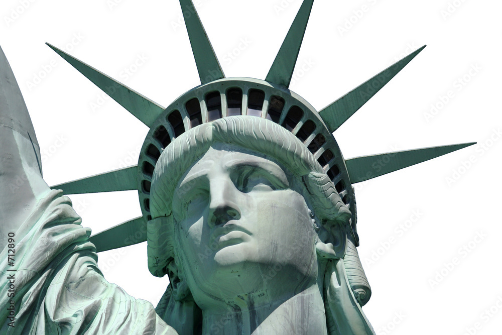 statue of liberty isolated close up - obrazy, fototapety, plakaty 