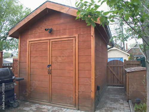 garden cedar tool shed photo