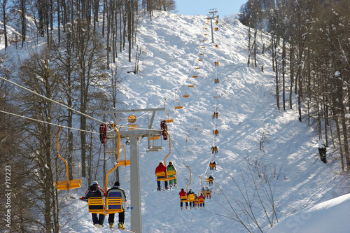 on chairlift