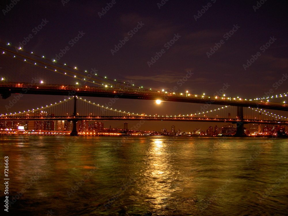 brooklyn bridge in moon light