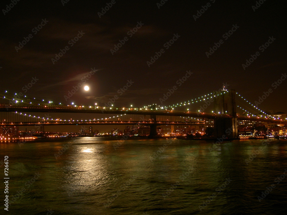 manhattan bridge in full moon