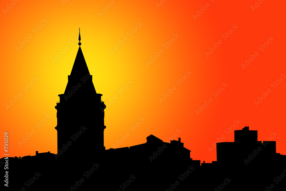 galata tower silhouettes