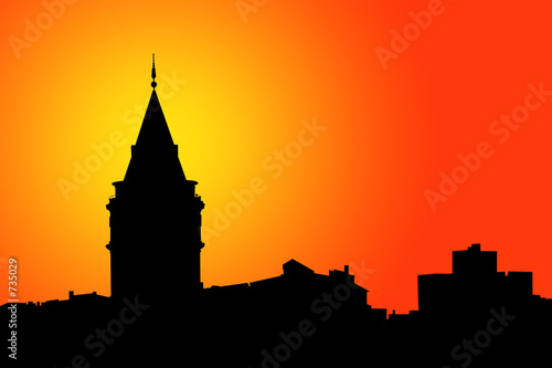 galata tower silhouettes