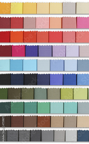 colour samples palette of fabric