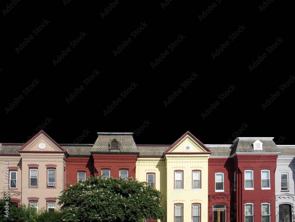 dc rowhouse rooftops on black
