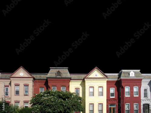 Bilde på lerret dc rowhouse rooftops on black