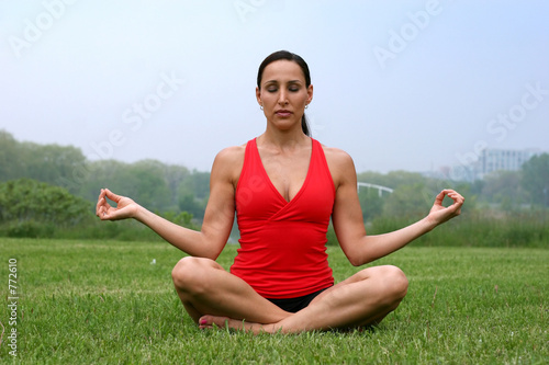 beautiful brunette yoga instructor