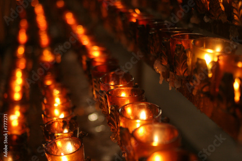prayer candles in a church