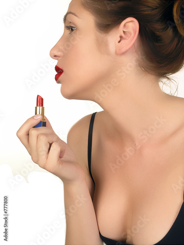 lipstick in hand