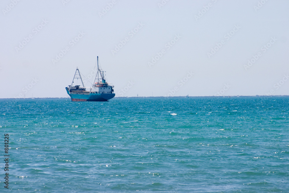 anchored at sea