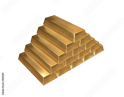 gold ingots isolated photo