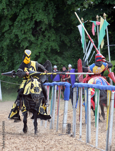 two knights jousting