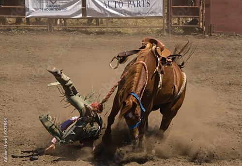 bronc rider takes a fall