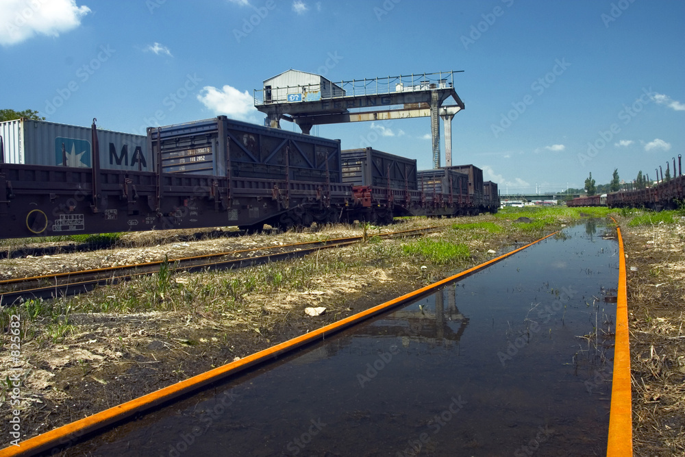 blank railway and crane