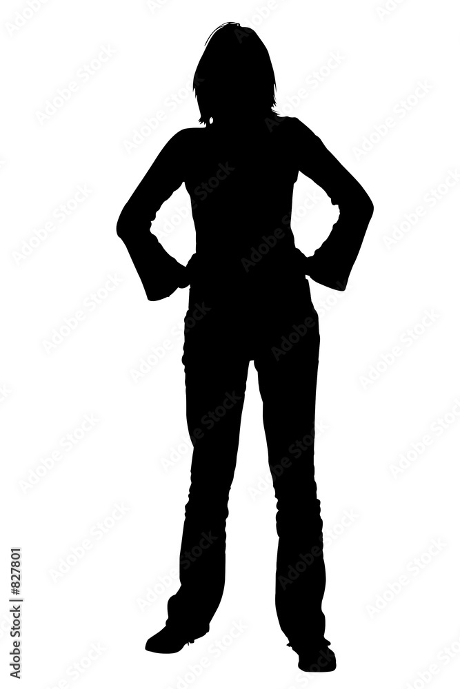 silhouette with clipping path woman standing with