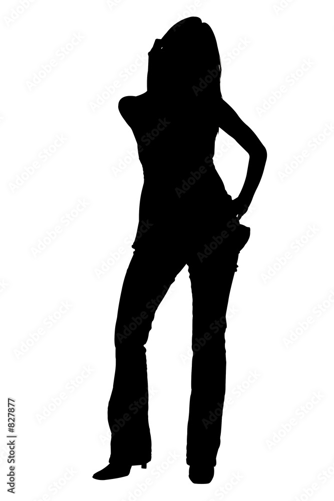 silhouette with clipping path of fashion model