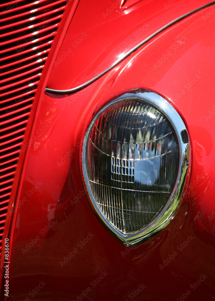 teardrop headlight on classic sports car