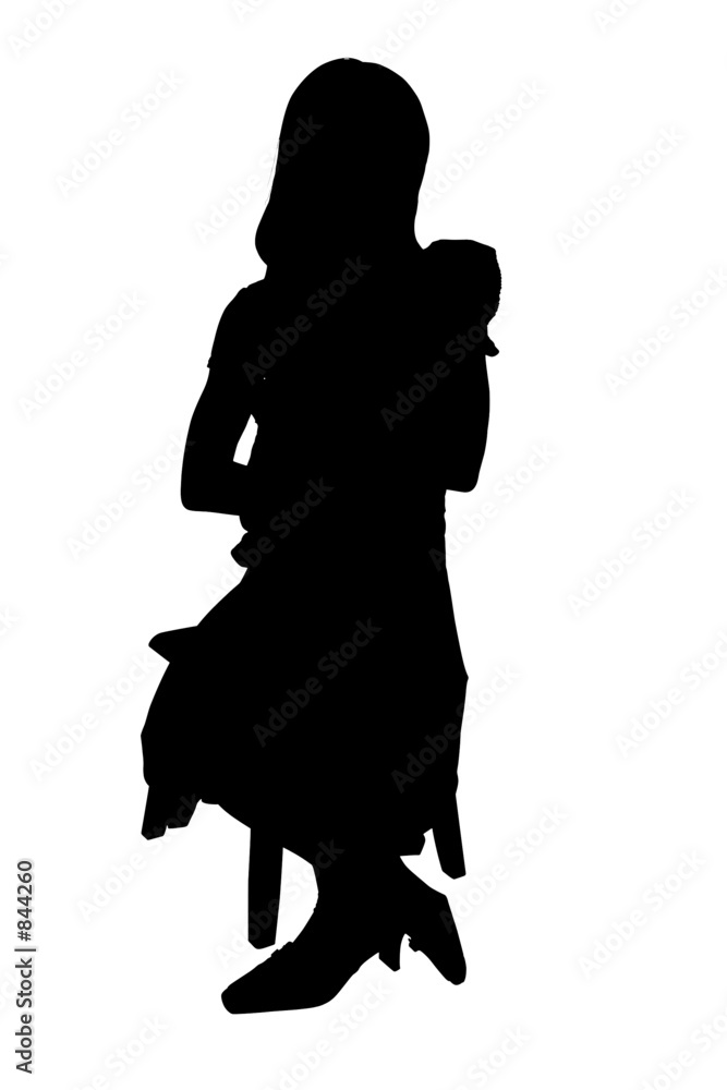 silhouette with clipping path of child and baby