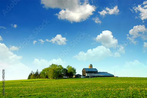 Fototapeta farmhouse and barn