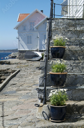 house and flowers in loshavn, norway