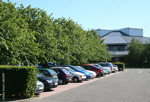 parking lot and lowrise office
