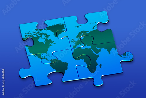 world puzzle clipping path 