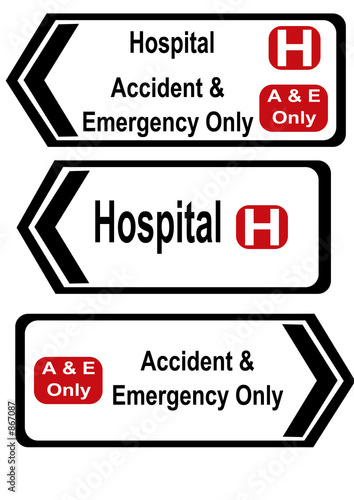 hospital and accident and emergency signs