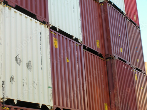 close-up of cargo box stack