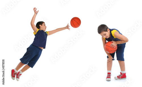 boy playing basketball isolated photo