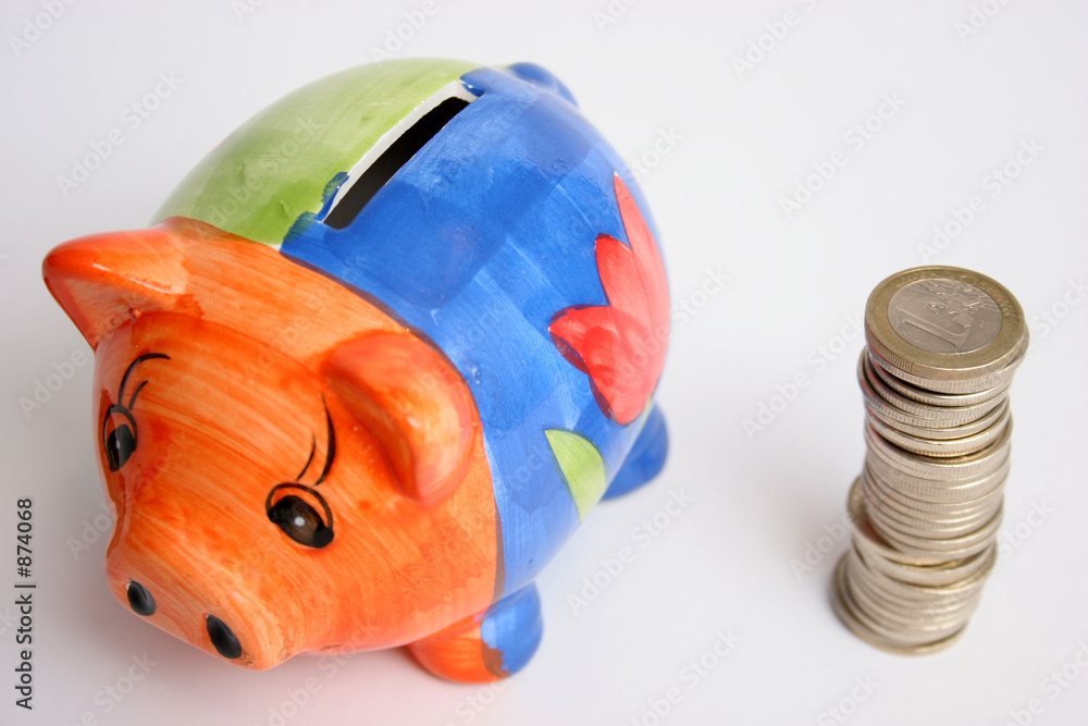 Wall Mural coins and piggy