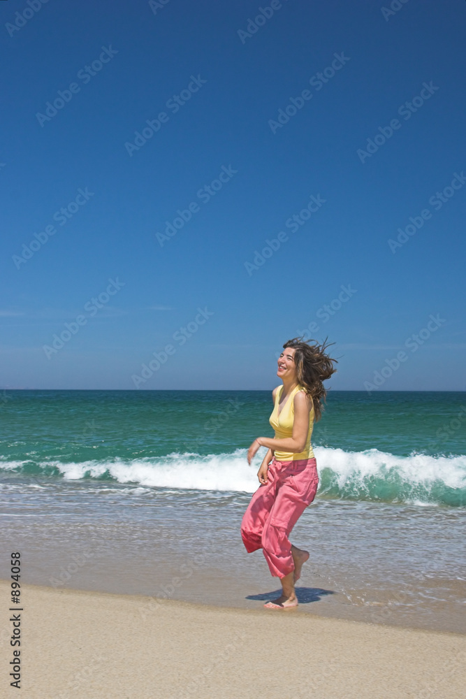 running in the beach