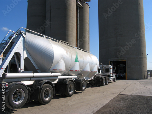 truck loading at ready mix cement plant photo