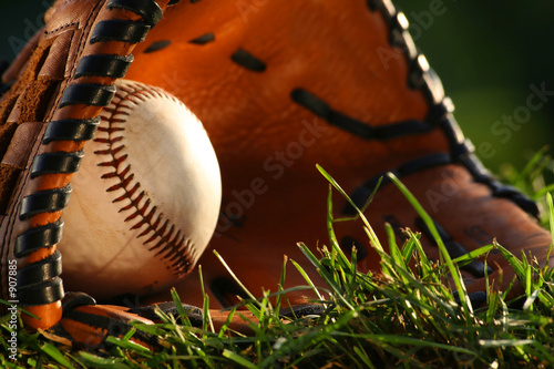 Photography baseball and glove closeup