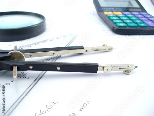compasses and magnifying glass
