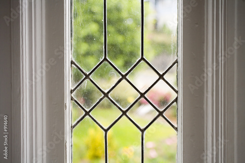 stock photo of a leaded glass window