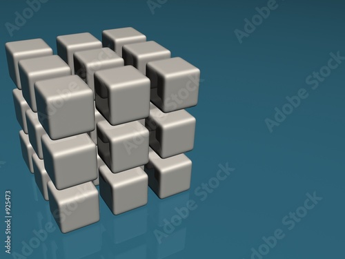 blue layout with 3d cube