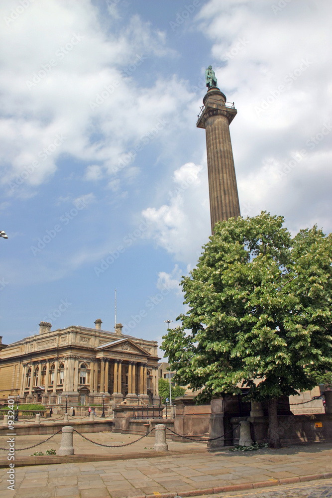 majestic buildings and monumental column in liverp