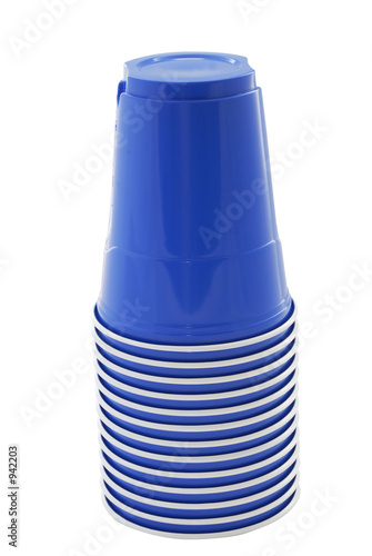 blue plastic cups