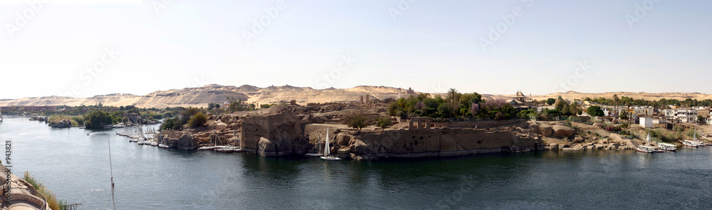 Panoramic view of Nile river in Aswan