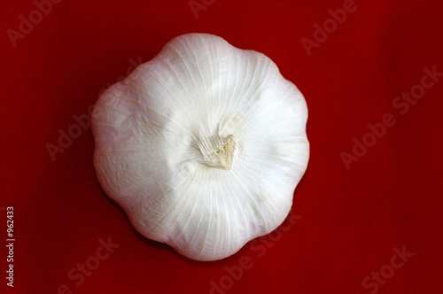 garlic bulb - top - red background